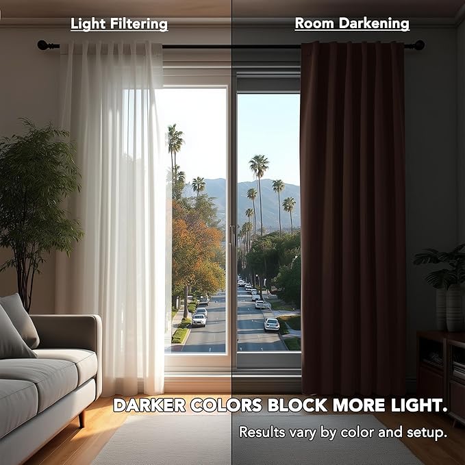 Deconovo Blackout Curtains for Kitchen Window, Back Tab and Rod Pocket Curtains - Image 3
