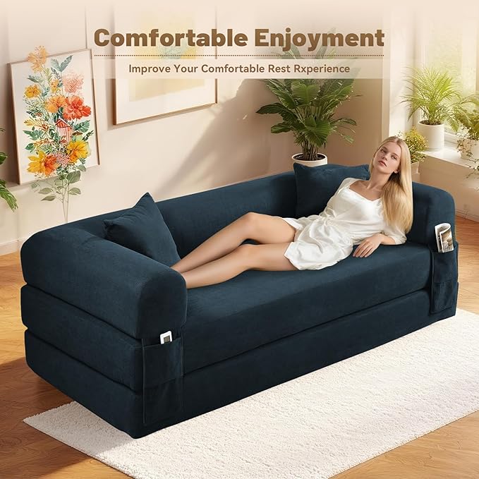 Convertible Futon Sofa Bed, Oversized Queen Sleeper Sofa in a Box, Corduroy - Image 3