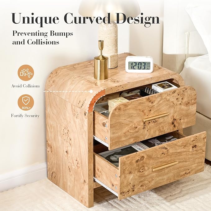 Night Stand Set of 2 2-Drawer Nightstand 24" H Metal Handle Modern Sturdy - Image 5