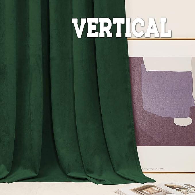 RYB HOME Hunter Green Velvet Curtains 72 inches Length - Image 4