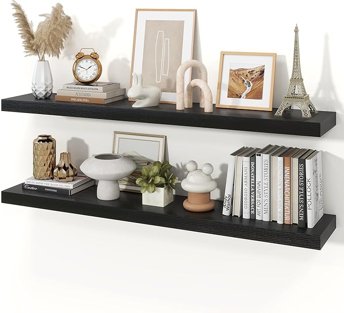 Floating Shelves for Wall, 9.3" Deep Wall Mounted Wood Shelves for Bathroom by Unknown