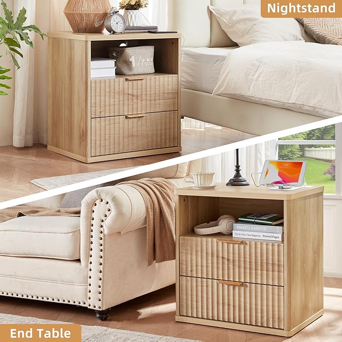 LEYAOYAO Fluted Farmhouse Nightstand Set of 2 - Image 7
