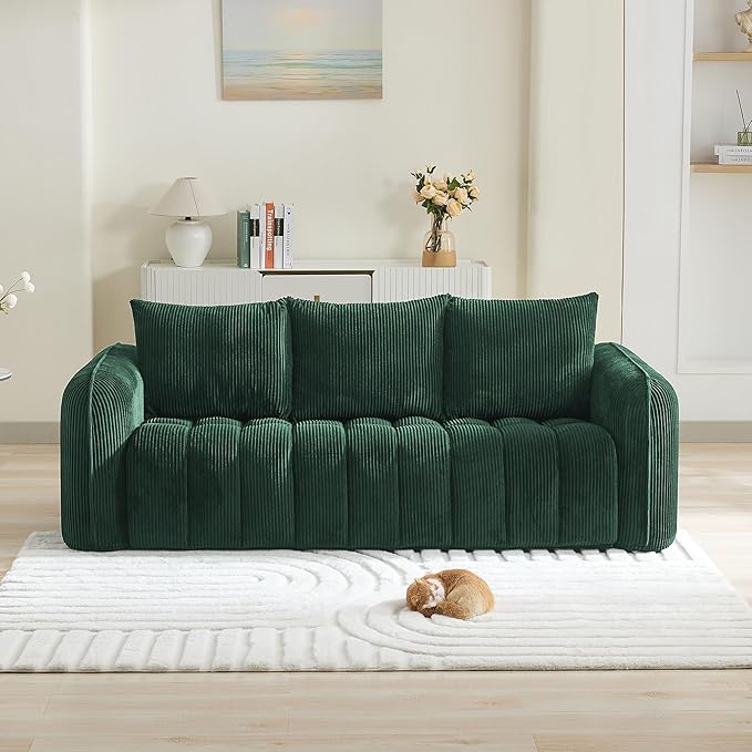 83'' Boneless Corduroy Sofa, Oversized 3 Seater Deep Seat Couch by WUTUTUEE