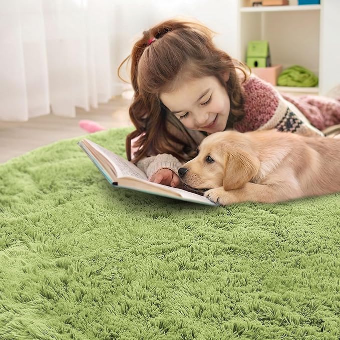 OLANLY Grass Green Round Rugs for Bedroom - Image 4