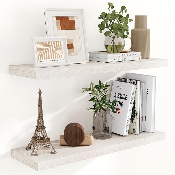 Fun Memories Floating Shelves for Wall, 24 x 9.3 Floating Shelf Wall-Mounted by FunMemories