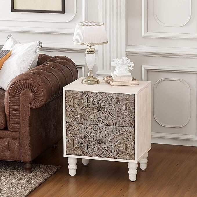 COSIEST Vintage Nightstand, Accent Bedside Table, Bedroom Furniture - Image 7