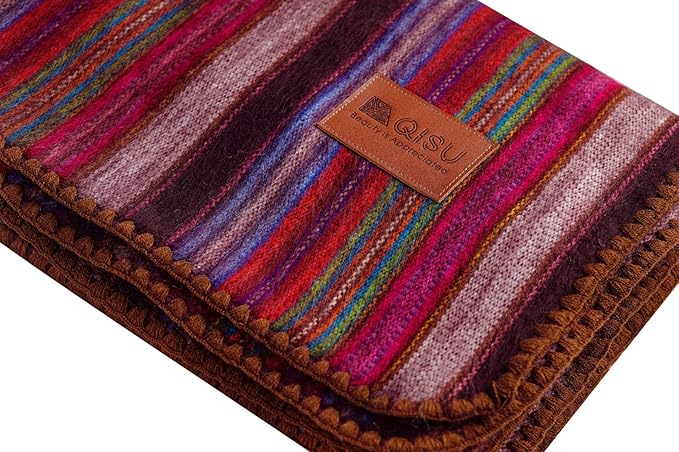 QISU Alpaca Wool Blanket Throw | Large, Variegated | 85 x 65 inches | Ultra-Soft - Image 2