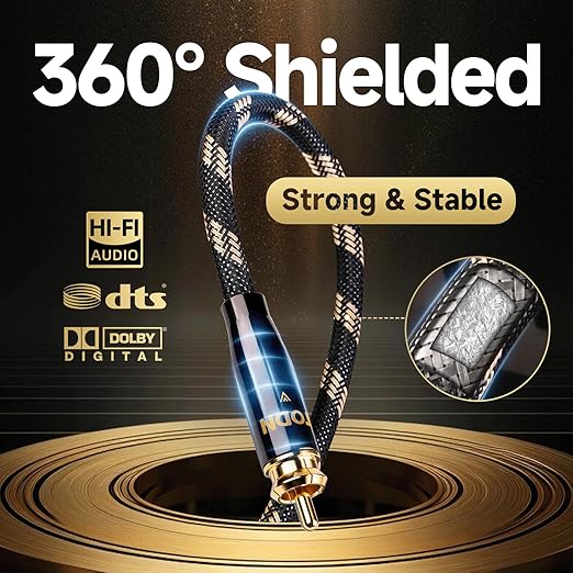TODN Digital Coaxial Cable 75-Ohm Audiophile SPDIF Coax Audio Cable RCA to RCA - Image 5