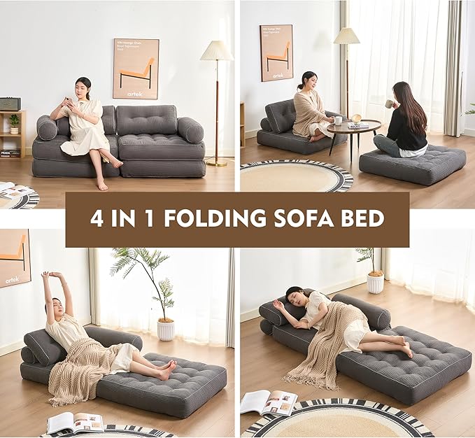 Plus Futon Sofa Bed for Small Spaces, Floor Couch - Image 5