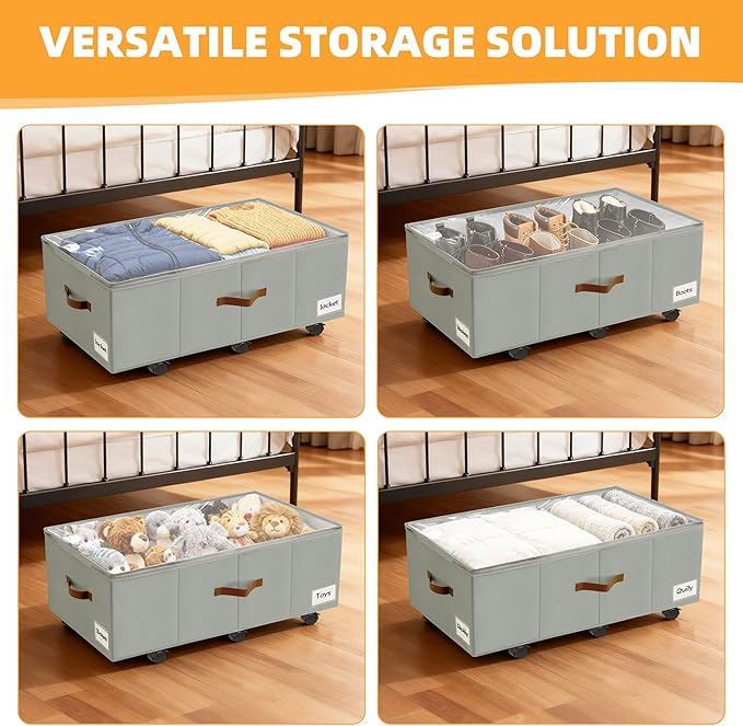 11 inch Under Bed Storage with Wheels, Foldable Under Bed Drawers - Image 7