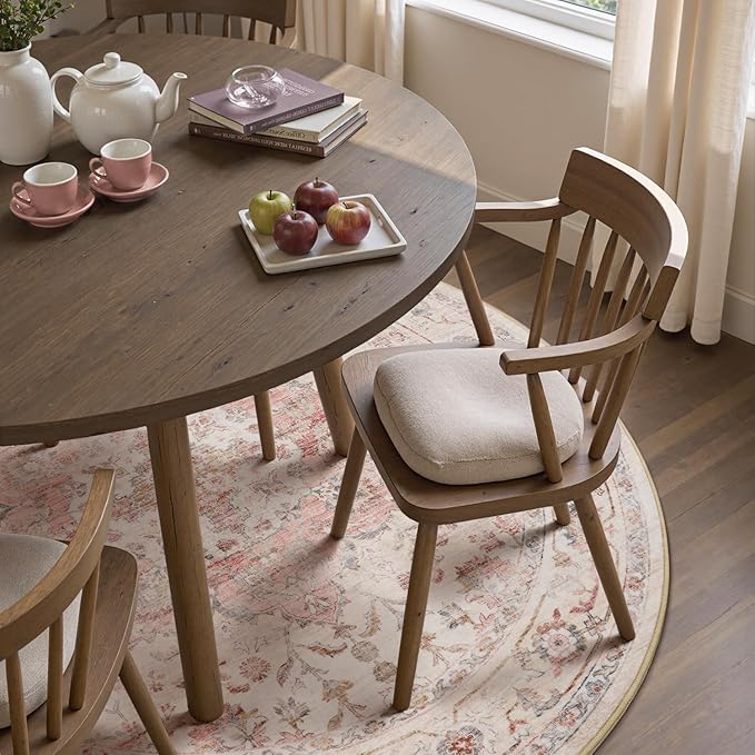 PADOOR 6FT Round Rug, Rugs for Living Room, Soft Pink Circle Rug, Machine - Image 4