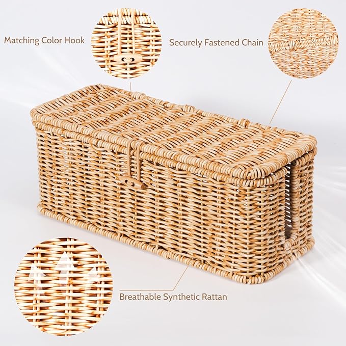BROWNLILY Cable Management Box, Rattan Style Cord Organizer - Image 2