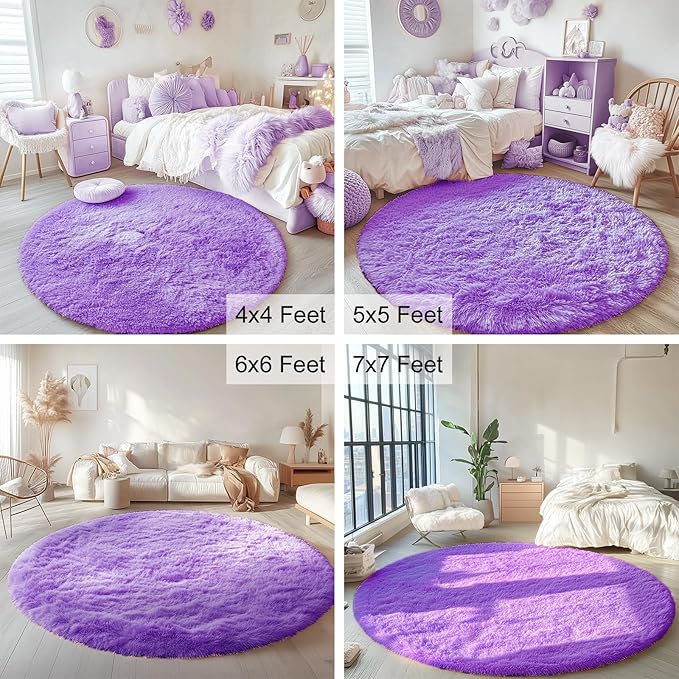 OLANLY Purple Round Rugs for Bedroom - Image 8