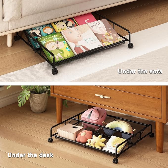 Under Bed Shoe Storage Organizer, Metal Mesh Under Bed Storage Containers - Image 4