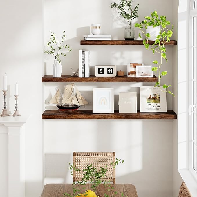 Floating Shelves for Wall, 36 x 9.3 Large Floating Shelf Wall Mounted Set of 2 - Image 7