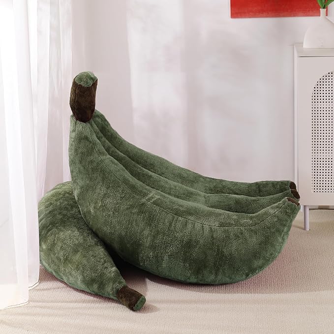 Banana Bean Bag Chair with Ottoman, Floor Sofa Bed with Footrest, Comfy - Image 7