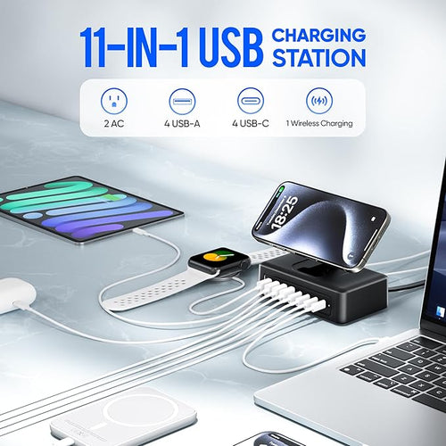 11-in-1 Charging Station USB-C Power Strip, 300W USB C Charger Block, 2AC - Image 2