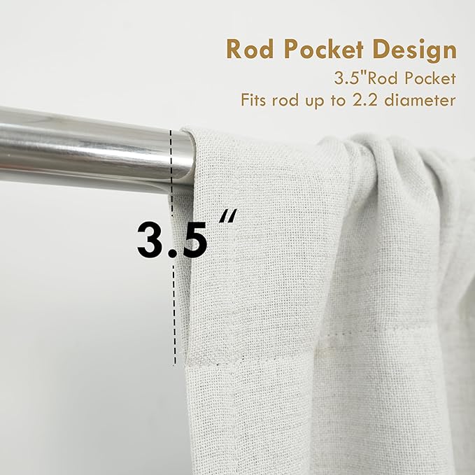 DriftAway Double Layer Linen Blackout Tie Up Curtains Thermal Insulated Fully - Image 5