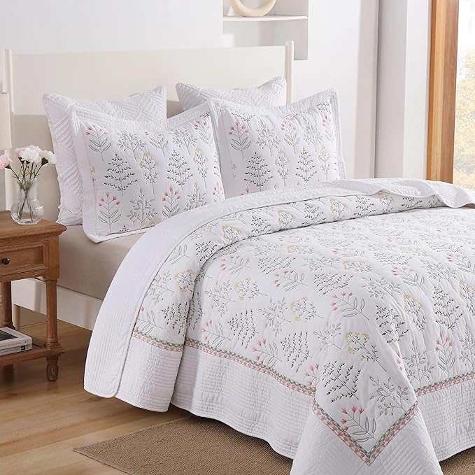 MarCielo 3-Piece 100% Cotton Oversized Bedspread Lightweight Quilt Coverlet - Image 2