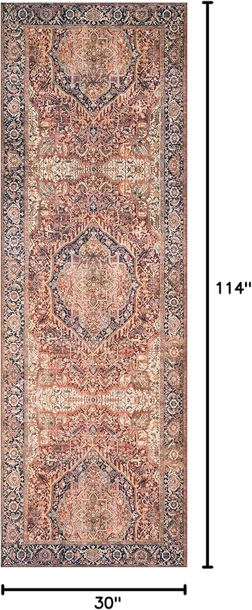Loloi Layla Collection LAY-08 Red/Navy 2'-6" x 9'-6" .13" Thick Runner Rug - Image 2