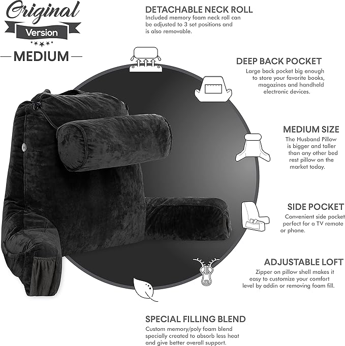 Husband Pillow Medium Black, Backrest - Image 5
