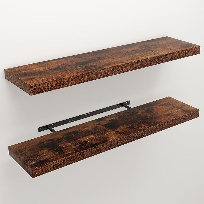 Floating Shelves for Wall, 9.3" Deep Wall Mounted Wood Shelves for Bathroom - Image 3