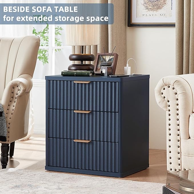 LEYAOYAO 23" Wide Fluted Farmhouse Night Stand Set of 2 - Image 9