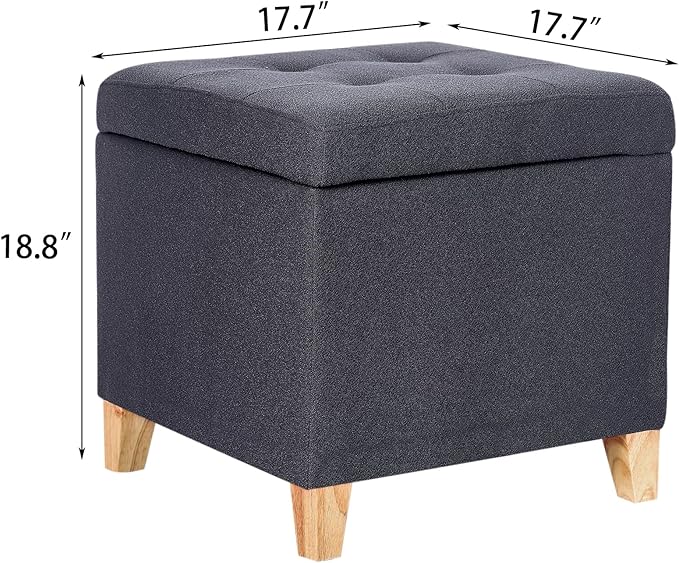 Adeco Fabric Storage Ottoman Bench - Image 3