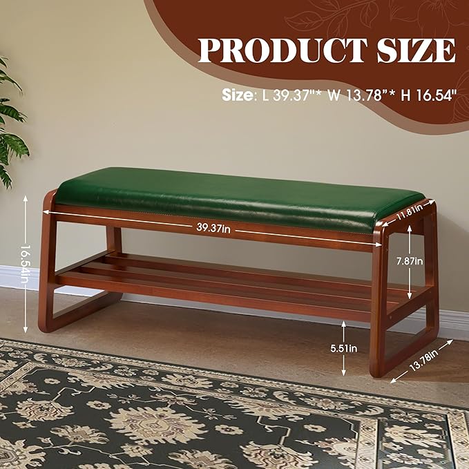 HABUTWAY Solid Wood Shoe Rack, Entryway Shoe Bench - Image 2