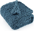 Chunky Knit Throw Blanket 50"X 60", 100% Handmade by LONGCREATE