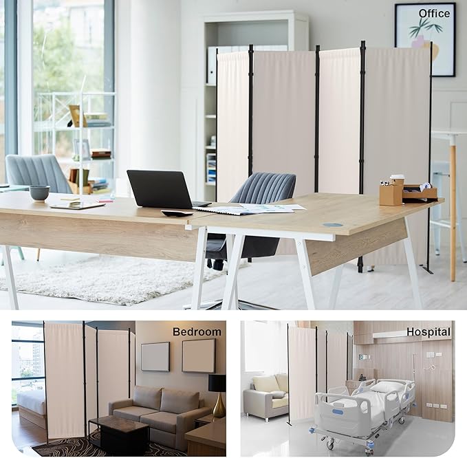 Room Divider, 4 Panel Folding Privacy Screen, 88” Portable Separating - Image 7