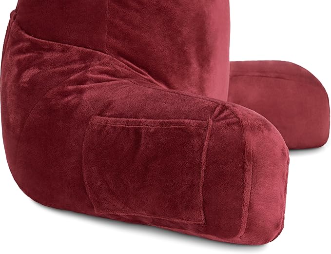 Husband Pillow Maroon, Original Reading Pillow in Bed Rest Chair, Shredded - Image 8