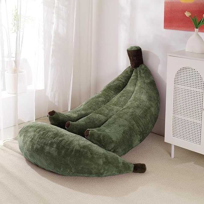 Banana Bean Bag Chair with Ottoman, Floor Sofa Bed with Footrest, Comfy by IEVENW