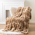 BATTILO HOME Luxury Ruched Faux Fur Throw Blanket Leopard Print, Double Side by BATTILOHOME
