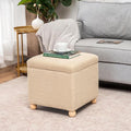 Adeco 17 Inch Soft Oatmeal Cube Ottoman Storage, Teddy Velvet Chair Foot Stools by Adeco