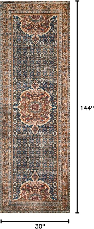 Loloi Layla Collection LAY-09 Cobalt Blue/Spice 2'-6" x 12'-0" .13" Thick - Image 2