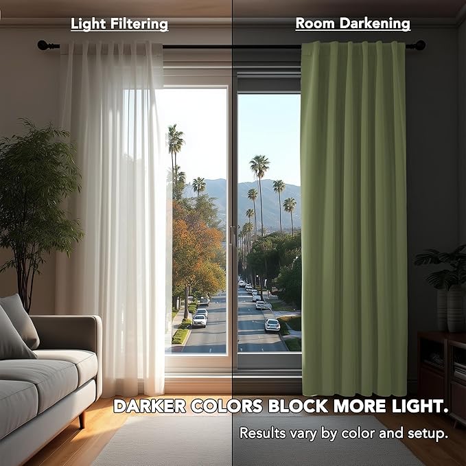 Deconovo Blackout Curtains, Thermal Insulated, W52 x L63 2 Panels, Back Tab - Image 3