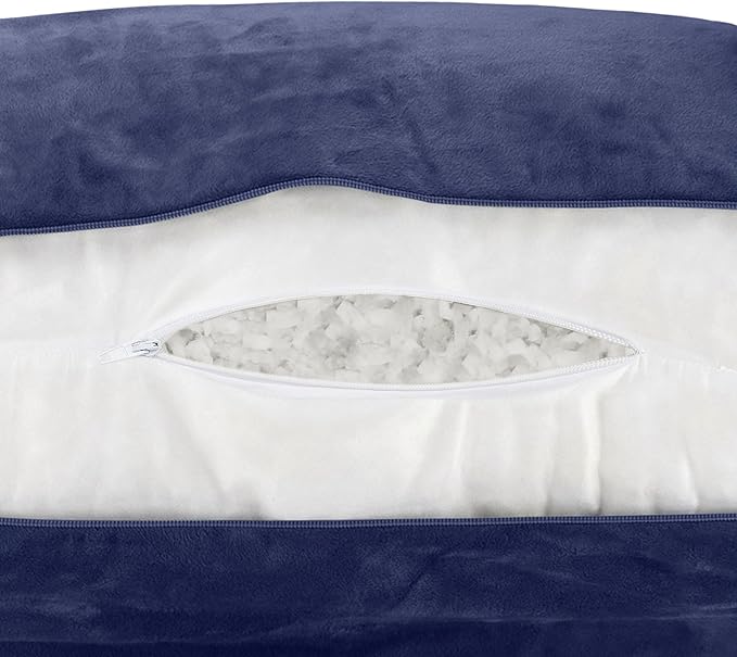 Husband Pillow Dark Blue, Original Reading Pillow in Bed Rest Chair, Shredded - Image 9