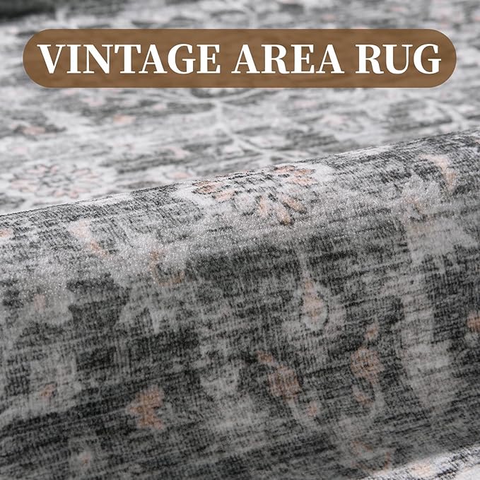 MontVoo-Vintage Area Rug 5X7 Grey Rugs - Image 3