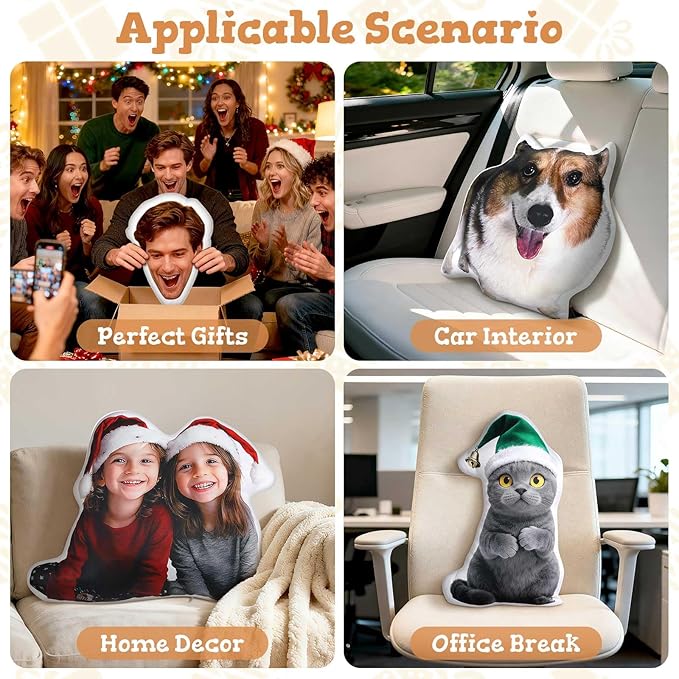 Custom4U Personalized Funny Face Pillows Customized Pet Pillow - Image 7