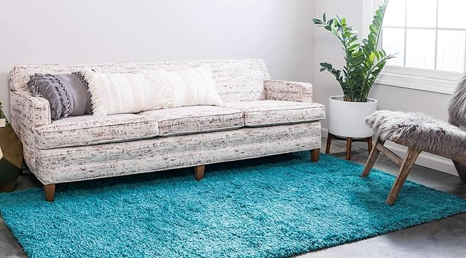 Unique Loom Solid Shag Collection Area Rug - Image 2