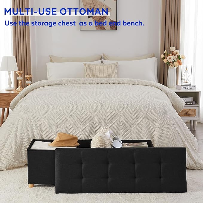 BRIAN & DANY 43 Inches Folding Storage Ottoman Bench, Ottoman - Image 6