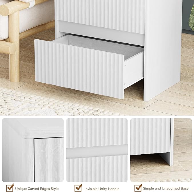 Set of 2 Fluted Nightstand, Modern Night Stand - Image 4