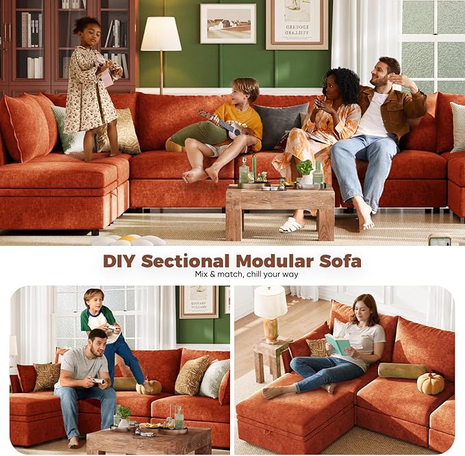 ABCASA 134.6" Luxury Modular Sectional Convertible Sofa - Image 8
