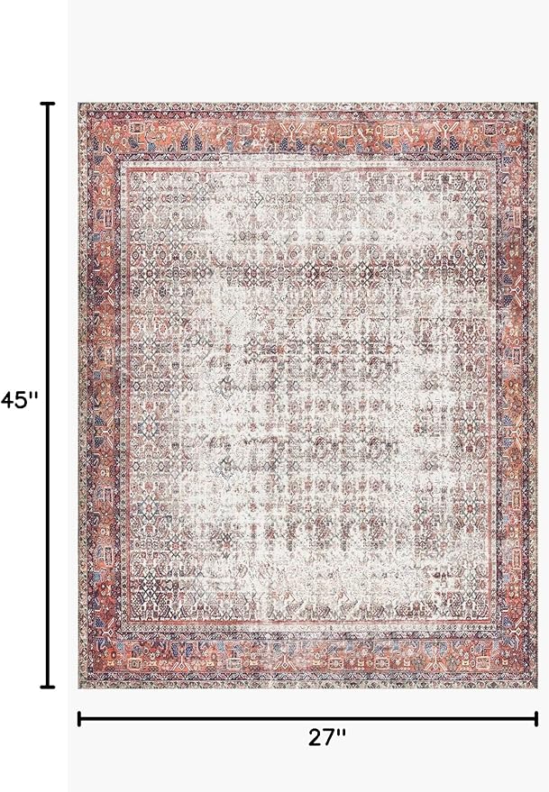 Loloi Layla Collection LAY-12 Ivory/Brick 2'-3" x 3'-9" .13" Thick Accent Rug - Image 2