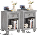 SAVOR LIFE Farmhouse End Tables Living Room Set of 2, Rustic Wood Nightstand by SAVORLIFEFurniture