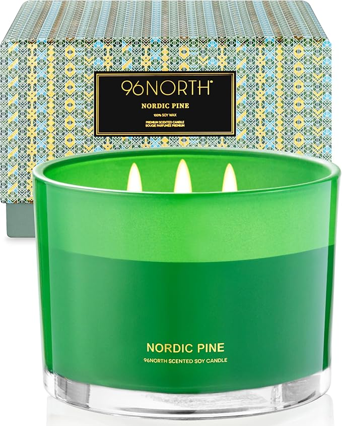 96NORTH Luxury Pine Soy Candle | Large 3 Wick Jar Candle | Up to 40 Hours by 96NORTH%C2%AE