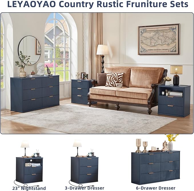 LEYAOYAO Fluted 6 Drawers Dresser - Image 4