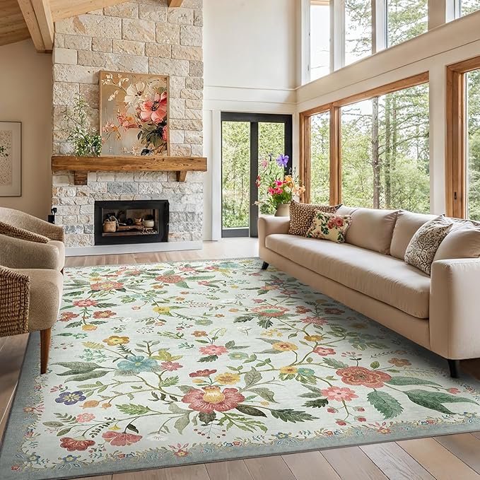 Amada 6x9 Area Rugs, Non-Slip & Low-Profile Living Room Rug by AMADAHOMEFURNISHING