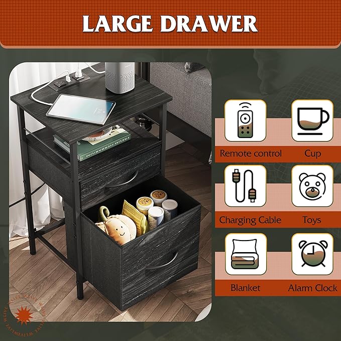 WLIVE Night Stand Set 2, Bedside Tables - Image 5
